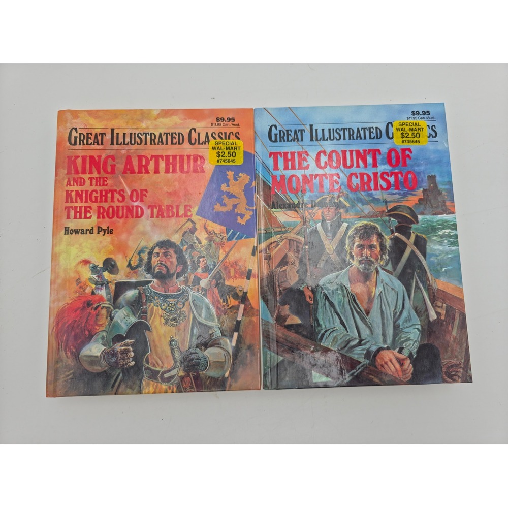 Great Illustrated Classics King Arthur and The Count of Monte Cristo Book Lot